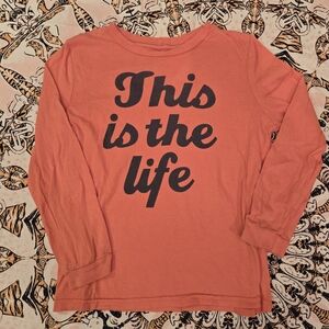 PEEK "This is the Life" Orange Lightweight Long-sleeved Top Made in USA Large 8